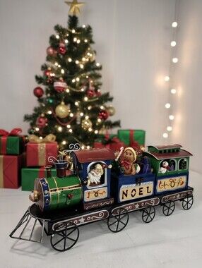 Kirklands Home "Santa and Friends" Illuminated  Hand Painted Train